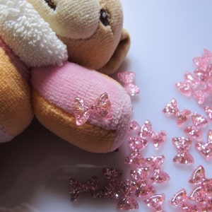 RB-31-3 30pcs Cute Nail Art Simple Shinny Pink Bow Shape Decoration DIY Nail Art Supply