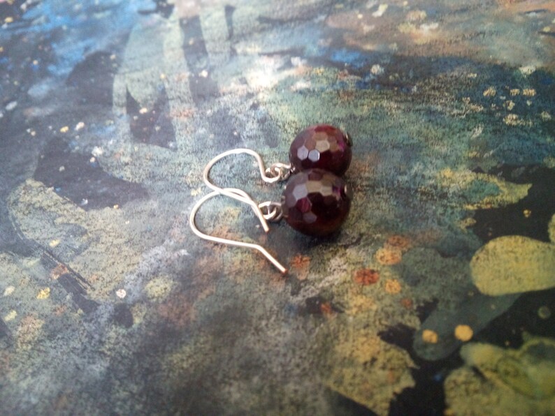 Garnet romantic earrings,elegant earrings,garnet earrings,delicate earrings,gift for her,gothic jewelry,romantic gift,minimalist earrings