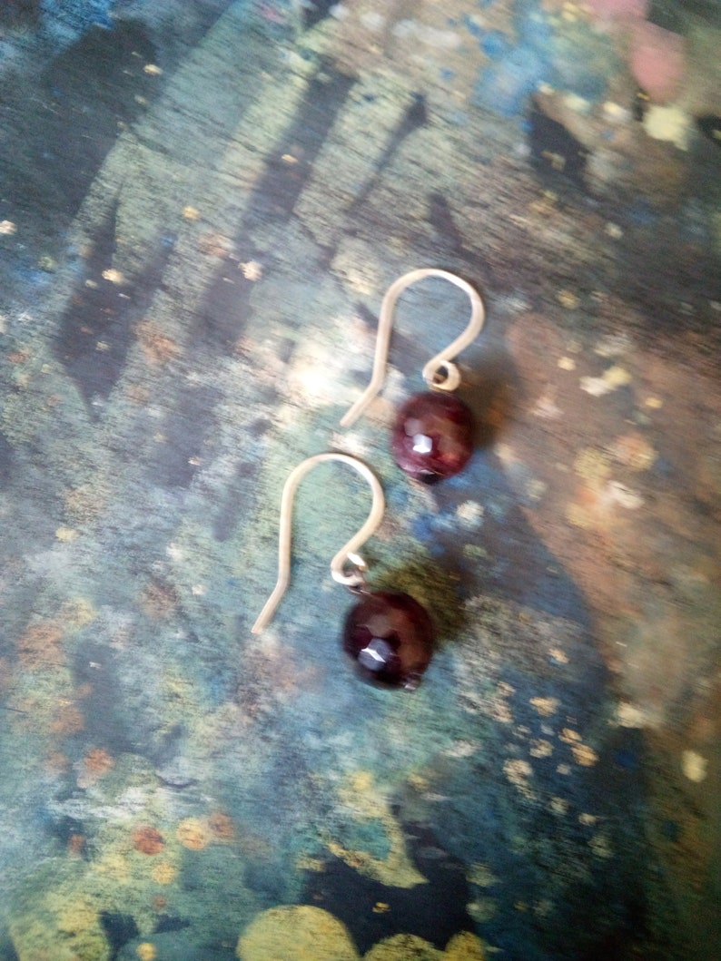 Garnet romantic earrings,elegant earrings,garnet earrings,delicate earrings,gift for her,gothic jewelry,romantic gift,minimalist earrings