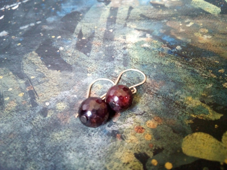 Garnet romantic earrings,elegant earrings,garnet earrings,delicate earrings,gift for her,gothic jewelry,romantic gift,minimalist earrings