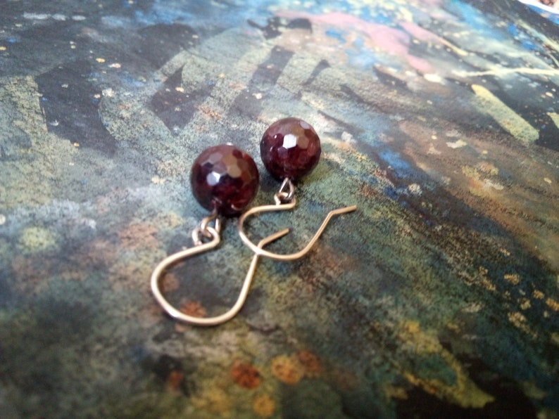 Garnet romantic earrings,elegant earrings,garnet earrings,delicate earrings,gift for her,gothic jewelry,romantic gift,minimalist earrings