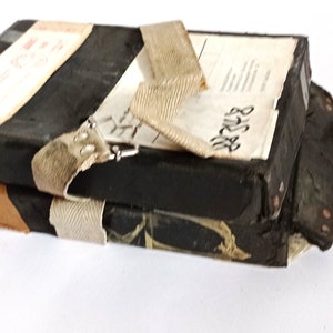 2 retro dozen, vintage, shabby, filmdozen, filmdozen, maat 2 dozen + deksel: elk ca. L23,5xB17,5cmxH3,5 cm, archief kartonnen film/foto