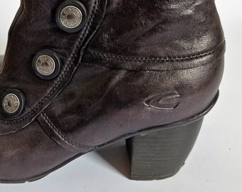 Schuhe vintage, Leder, Gr. 39, sehr dunkles burgunderlila, Absatzschuhe Herbst-Winter, Damenstiefeletten