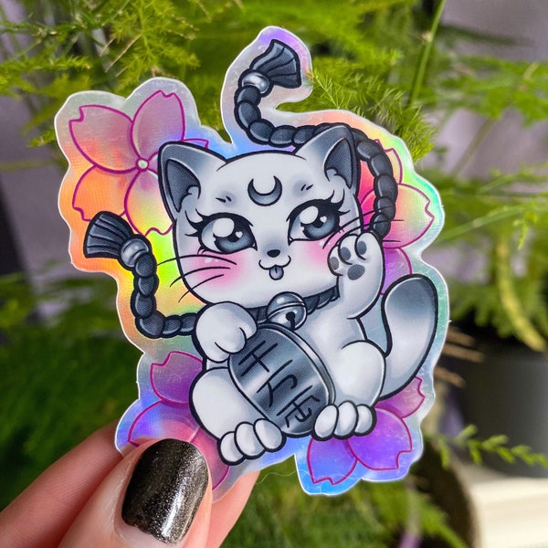 Lucky Cat - Sticker Holographique Kawaii