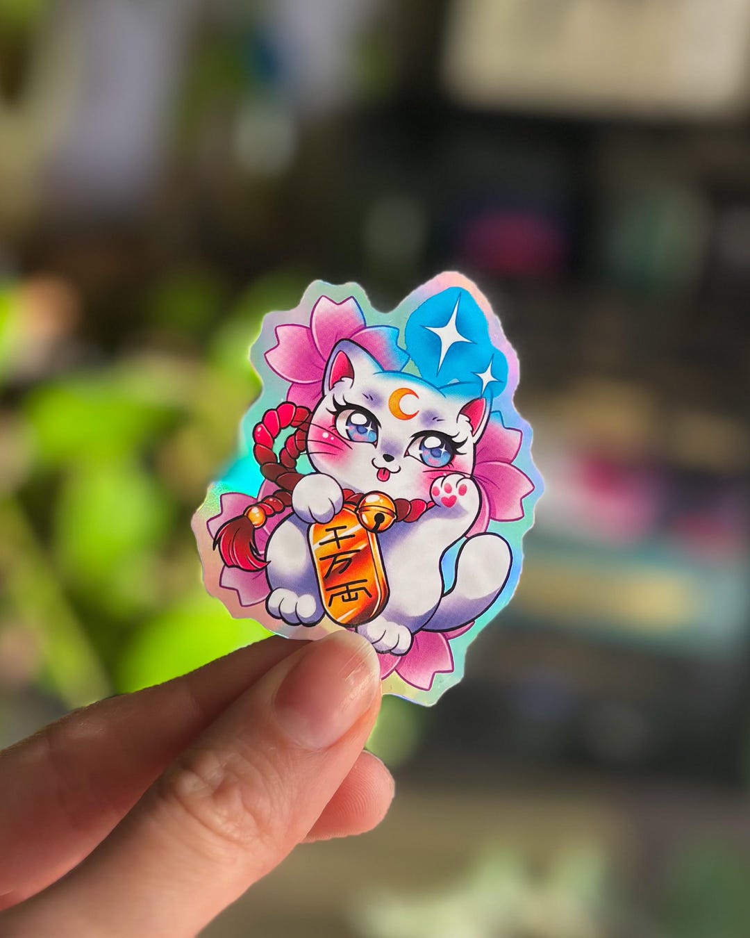 Pco Sticker Maneki Neko - Holographic Kawaii Sticker - Etsy