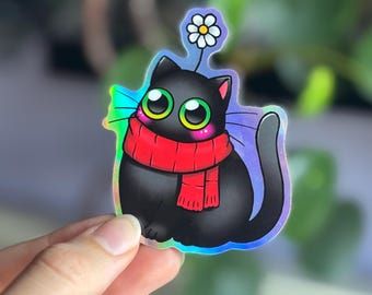 Flower Cat - Holographic Kawaii Sticker