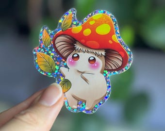 Champignon Dodu - Sticker Pailleté Kawaii