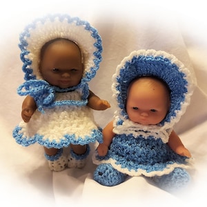 PDF Sofort Download Häkelanleitung Kleid und Mütze Set Kleidung Outfit für 5 inch Baby Doll Berenguer Baby Sport Garn