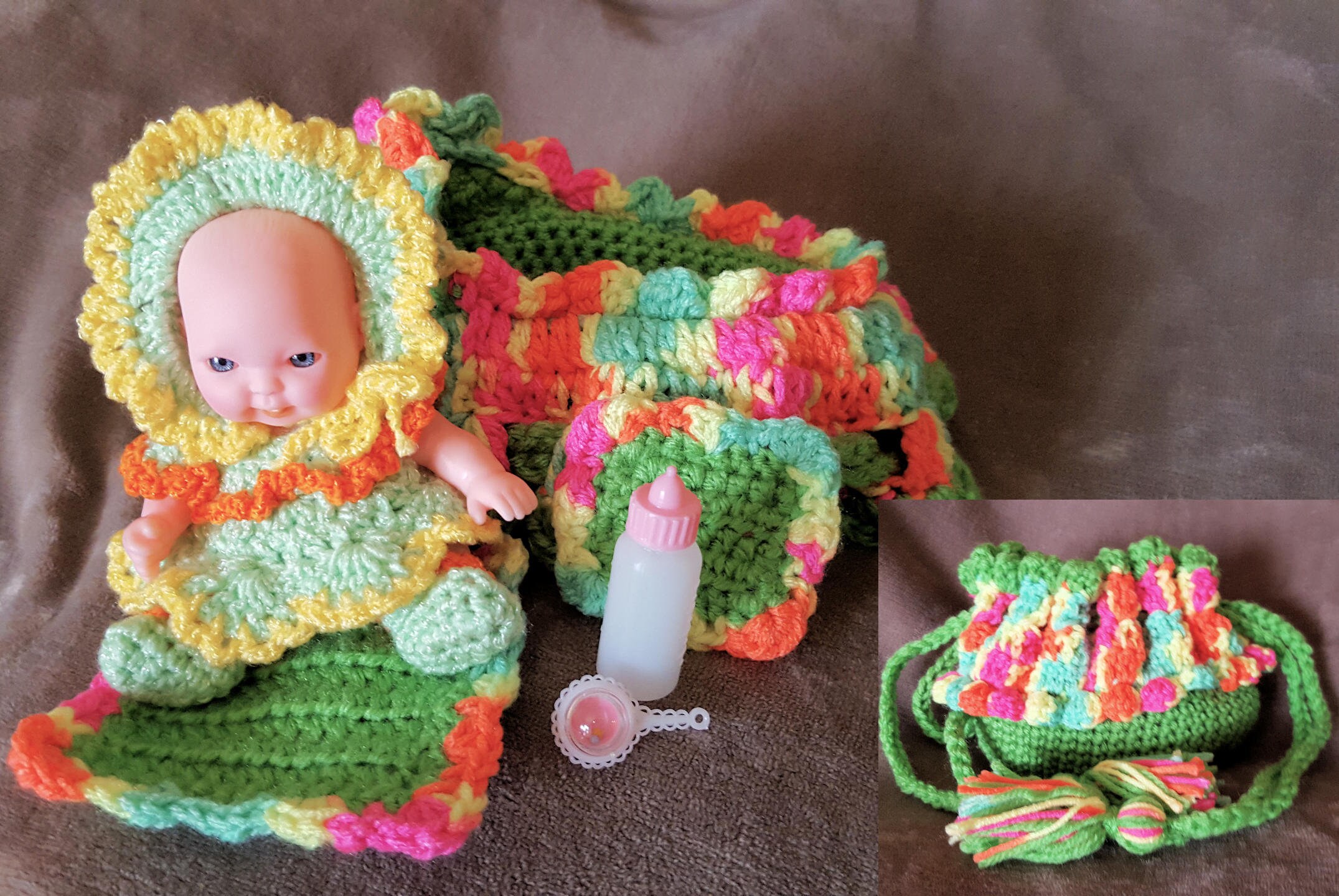 crochet doll cradle purse