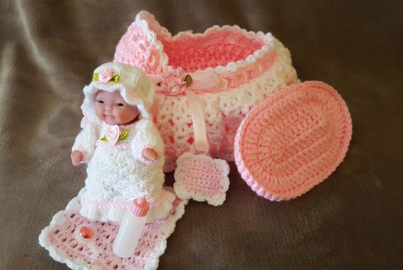 Crochet Doll Cradle Church Purse Blanket Pillow Etsy