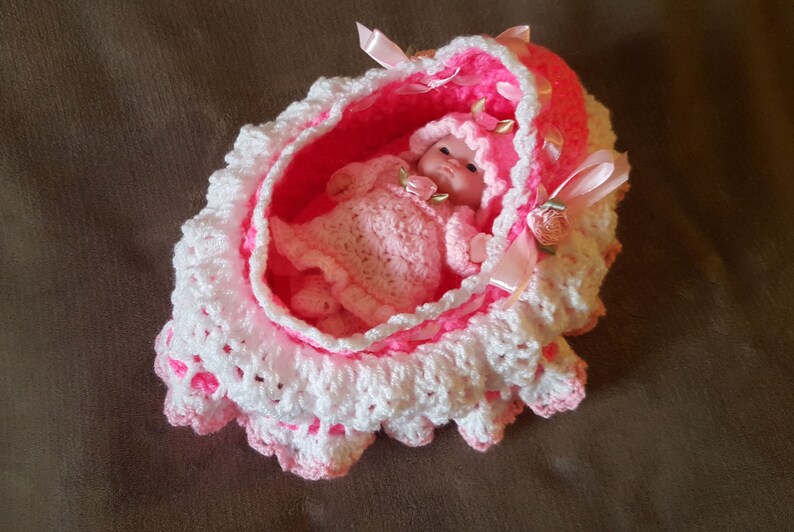 Crochet Doll Cradle Church Purse Blanket Pillow Etsy