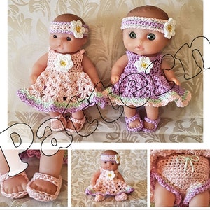 Instant Download Crochet Pattern Daisy Sundress Set Clothes Outfit for 5" inch Berenguer LTL Baby Doll Berenguer & 5 1/2 inch Lil Cutesies