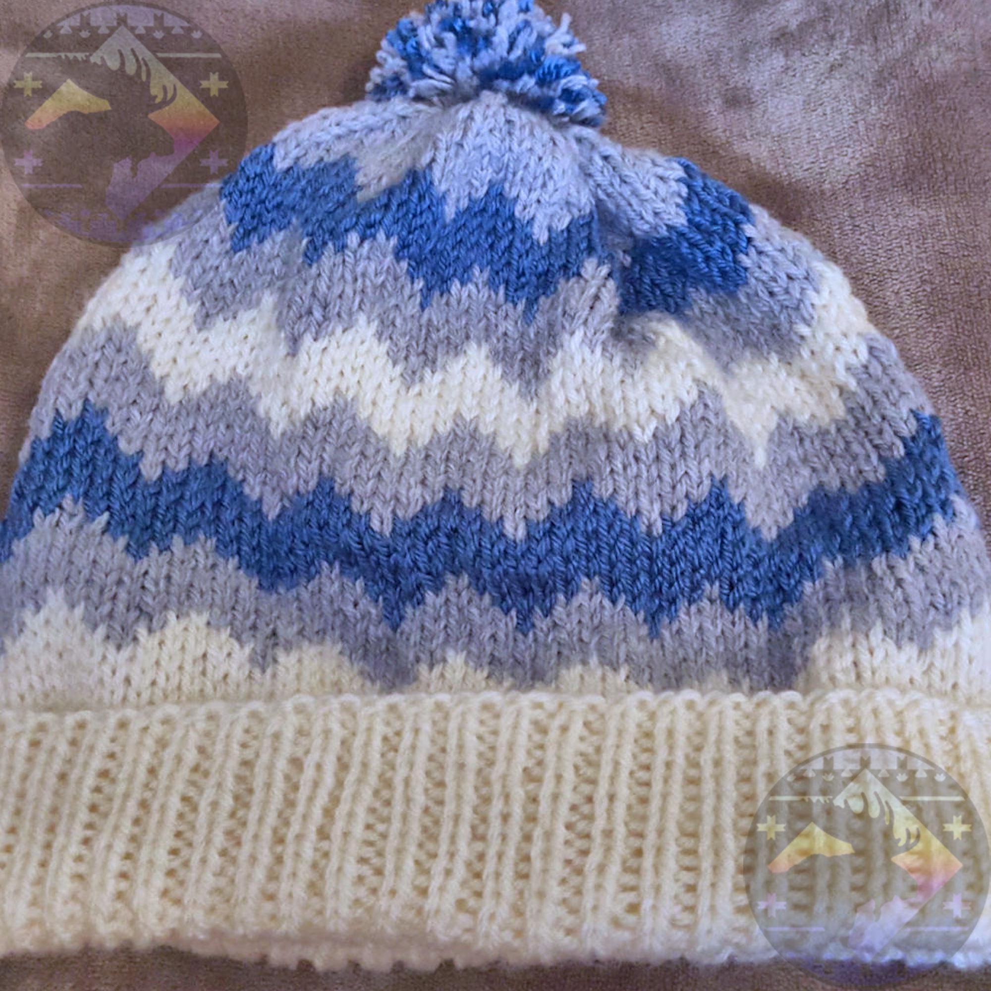 Handknit Winter Hat Beanie Handmade Chevron Zig Zag Design  display picture 1