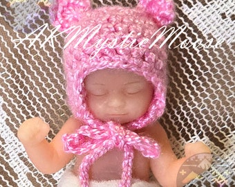 Tiny Crochet Earflap Hat Ears for 2-2.25in/5-5.5cm Head Size - Fits Zuru Mini Baby & Similar Dolls - Dolls NOT Included - Choice of Color
