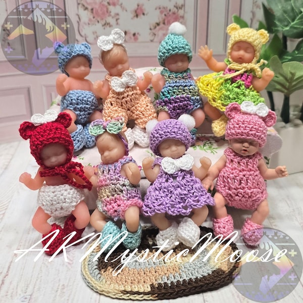 Choice of 65 Colors! New Bear Ears! Diaper, Dress, Onesie, Romper, Shoes, Hat for 2.5" Zuru My Mini Baby & Similar Dolls - Doll NOT Included