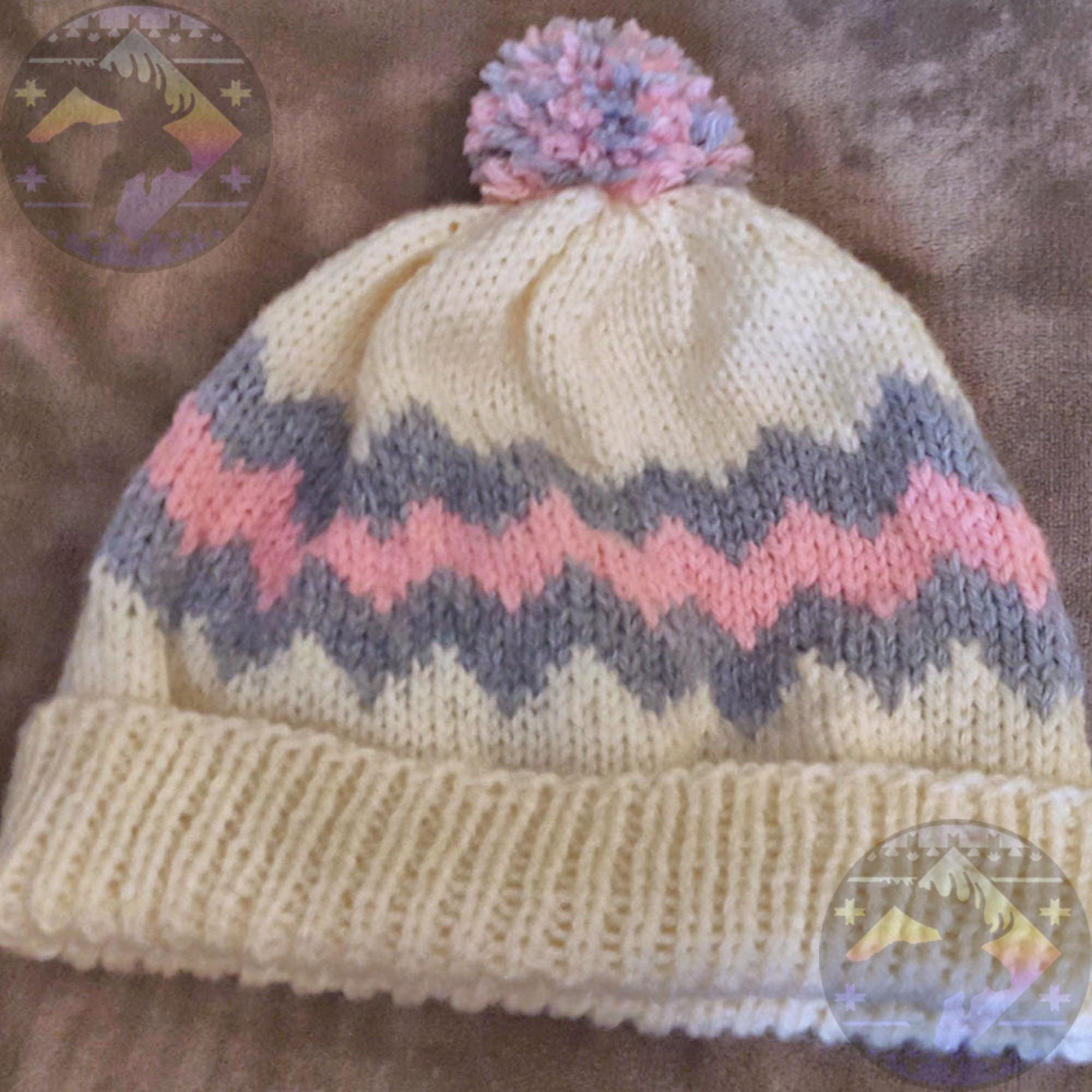 Created by Cyd Handmade Knit Beanie Alpaca Wool Chevron Zig Zag‎ Winter Hat NEW A Tale of Two Hats......Zig Zag Chevron Hats - Pattern Paradise main image 4