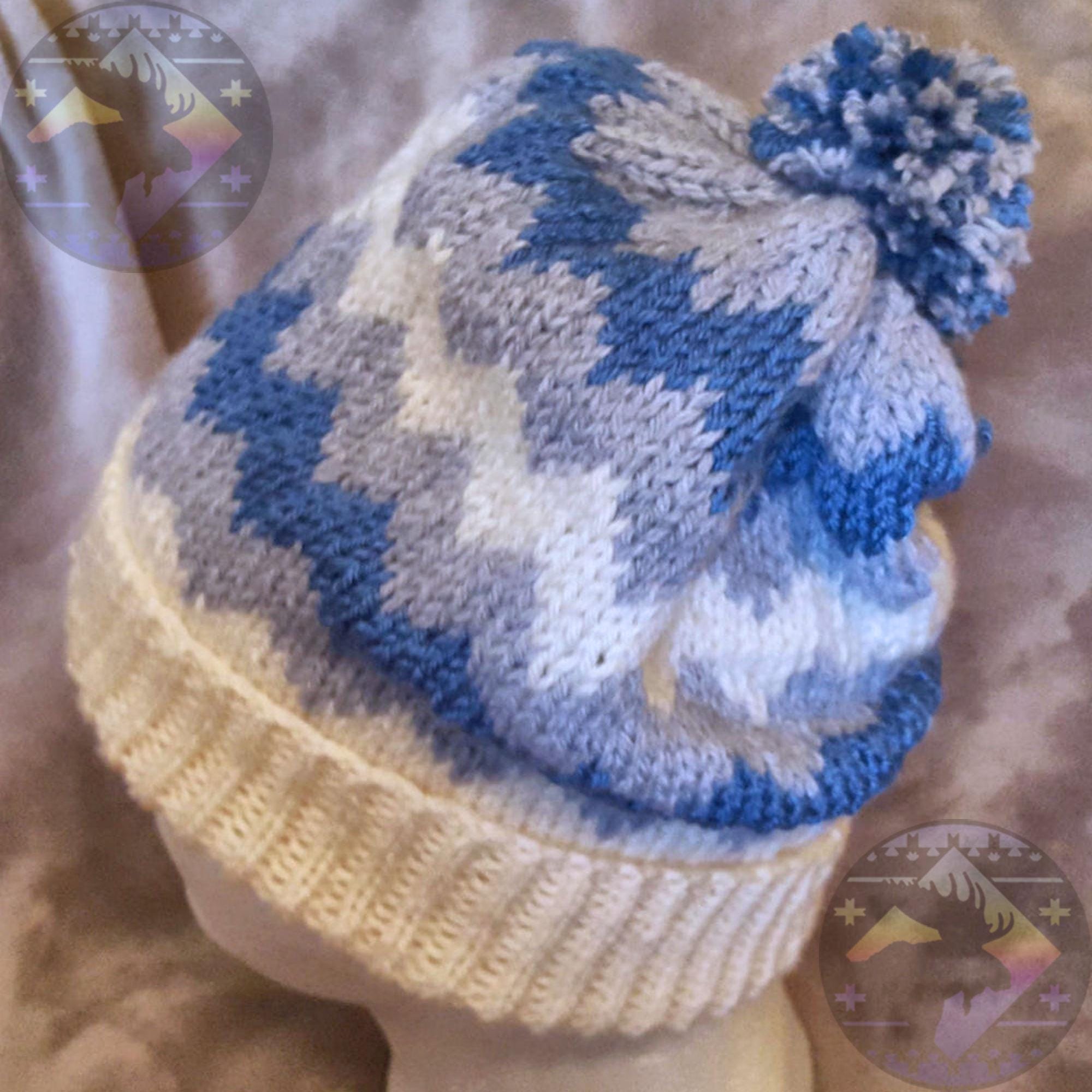 Handknit Winter Hat Beanie Handmade Chevron Zig Zag Design  display picture 2