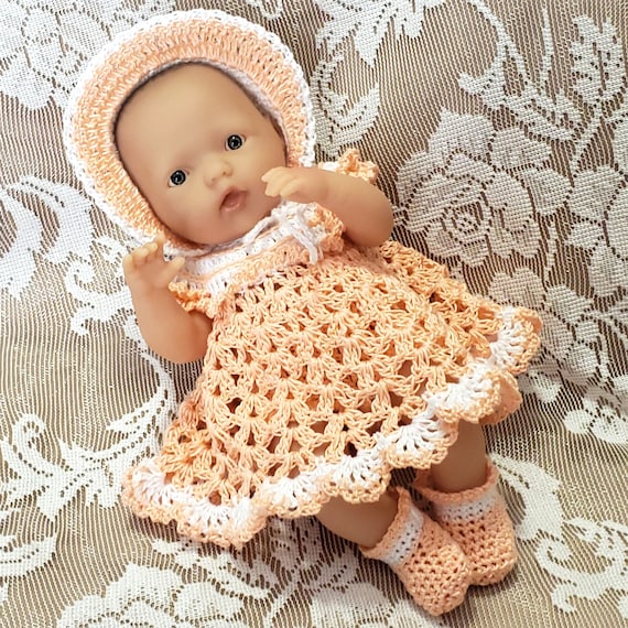 Victorian Style Dress Set for 7.5" / 8" Inch La Newborn Berenguer Reborn Mini  Baby Doll Outfit Includes Dress, Bonnet, and Booties - Peach - Etsy