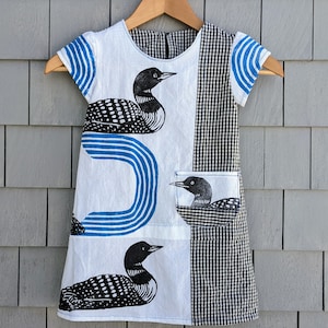 Kid's Loon Dress - Size 3-4 - Wearable Art - Made with Repurposed and Upcylced Fabrics