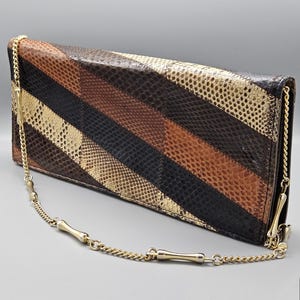 C1960s Vintage Leder Schlangenleder Clutch oder Umhängetasche