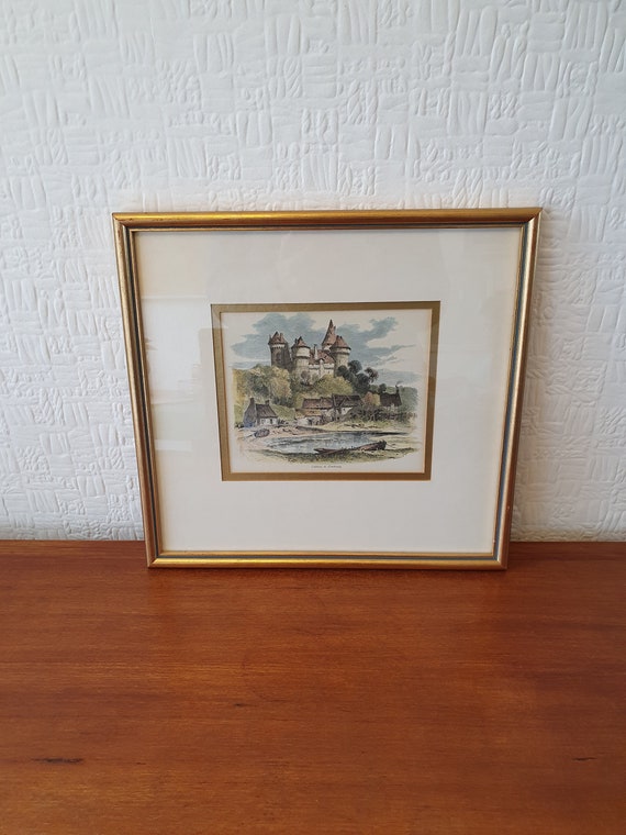 Original Antique Engraving - Chateau de Combourg - Mounted and Framed