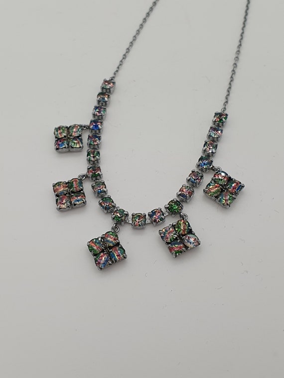 1950s Iris Glass Necklace - Rainbow Glass - image 1