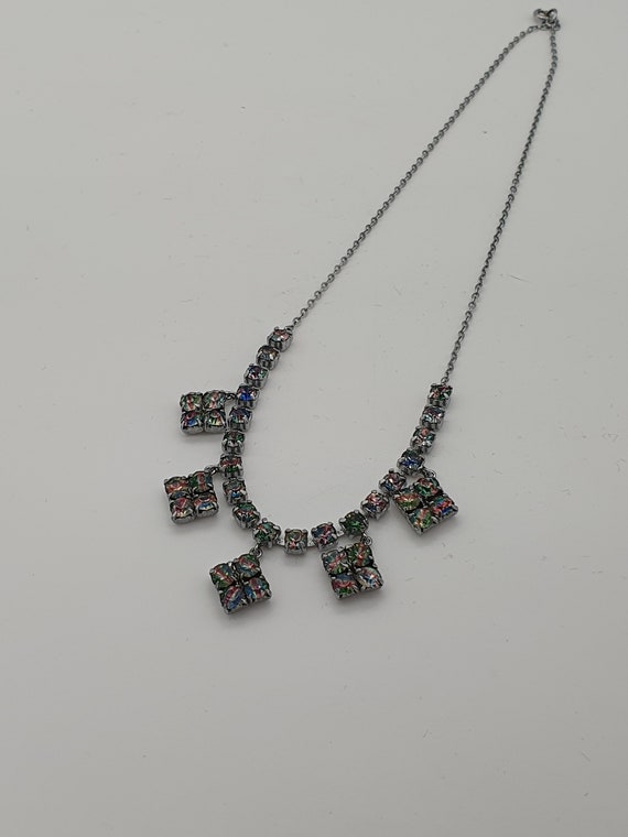 1950s Iris Glass Necklace - Rainbow Glass - image 2