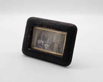 Antique Leather Photo Frame C1940s Shabby Chic