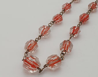 Art Deco Czech Glass Necklace - Red