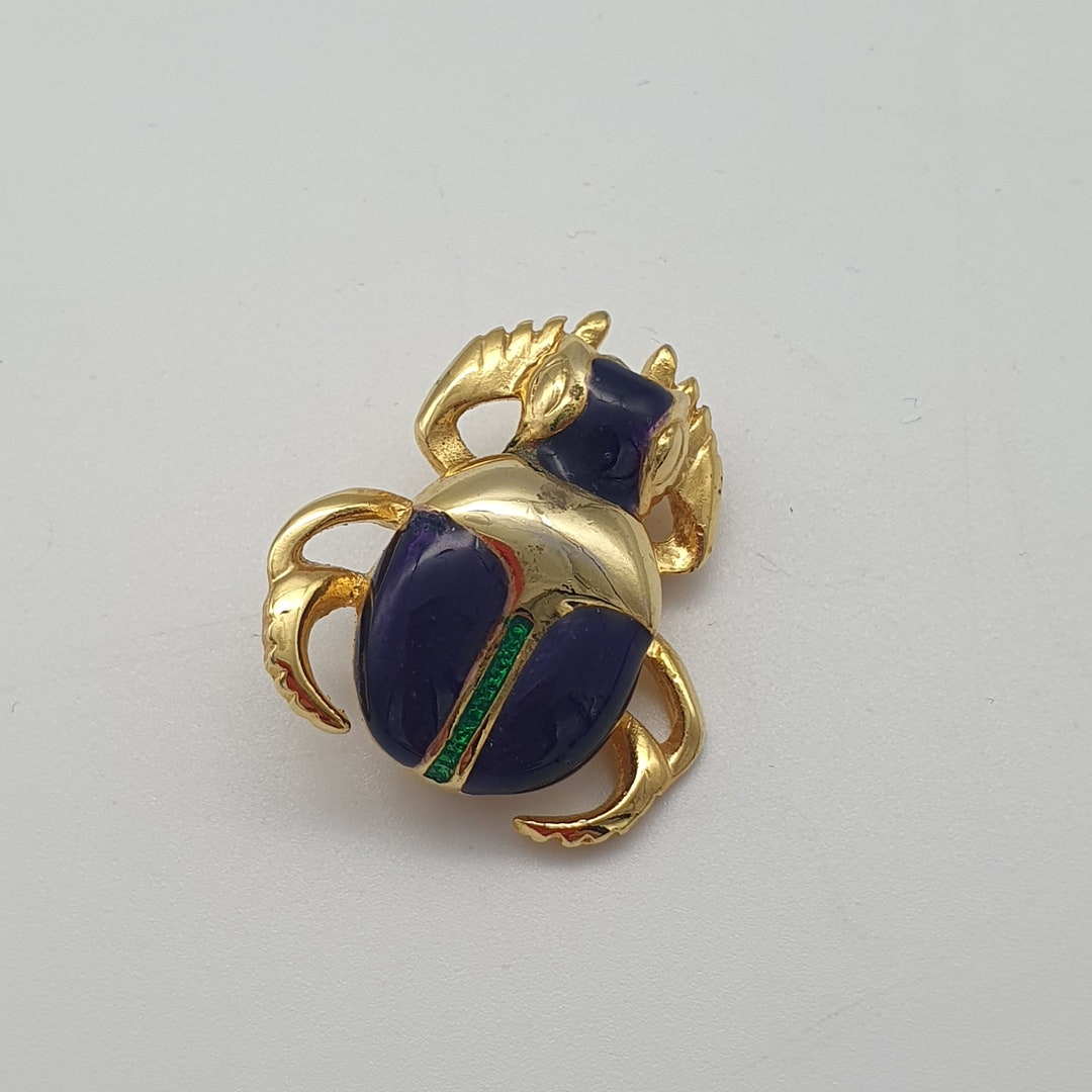 Broche Scarabée Vintage Avec Strass - Occasion - Bijou Ancien De France