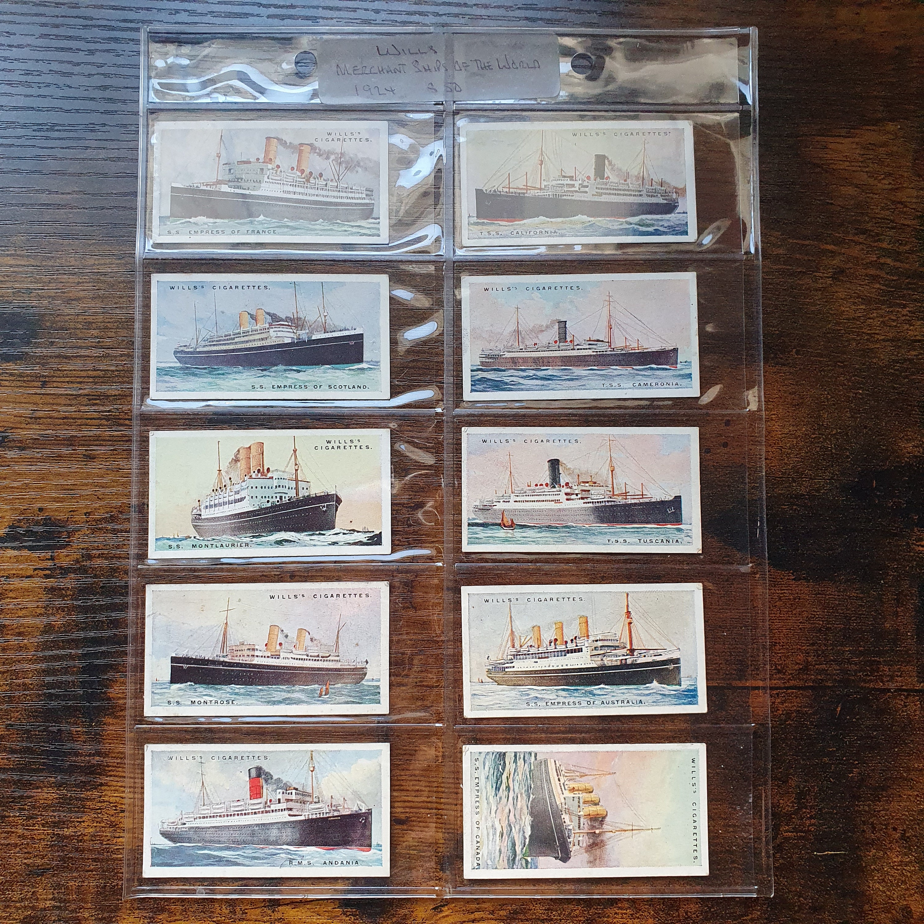 Will's Cigarettes Merchant Ships of the World - Complete Set of 50 - 1924