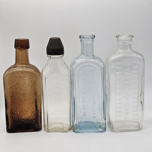 Antique Chemist Bottles - Watts Linseed, Brylcreem, Killgerm, Tablespoons Bottle Dump