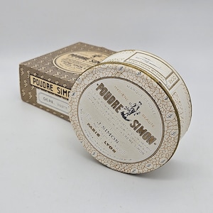 Vintage Poudre Simon Scented Face Powder Box - C1950&#39;s With Original Contents