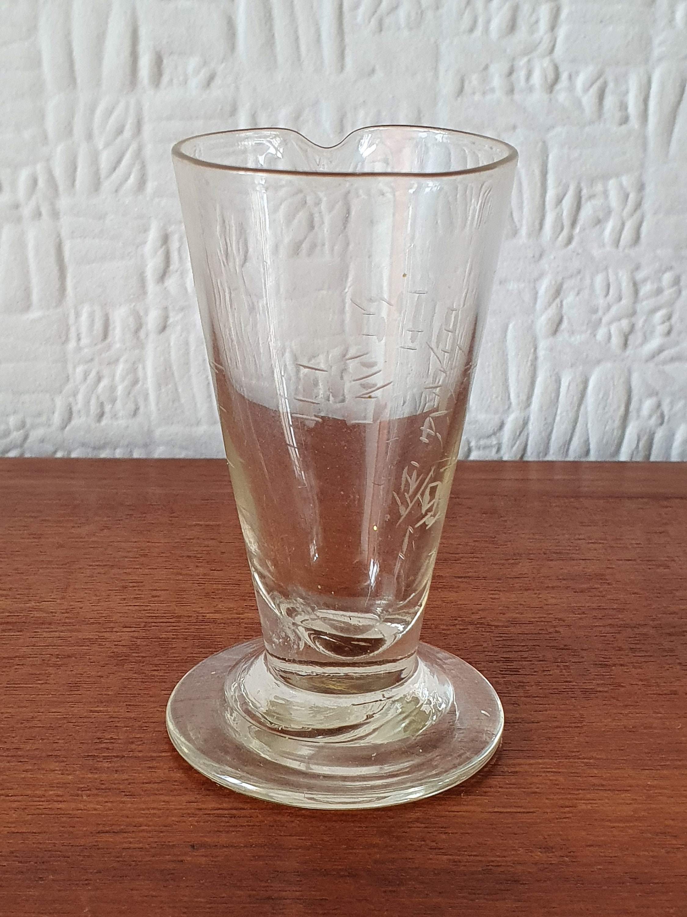 Vintage Hand Engraved Glass Measure Kitchenalia Apothecary Etsy