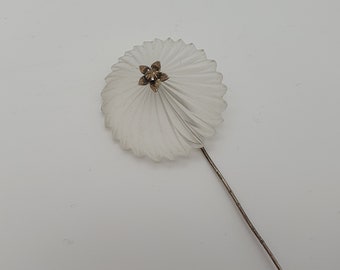 Camphor Glass Hat Pin - Silver - Stick Pin