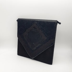 Bolso de mano de los años 70: encaje de gamuza y piel de serpiente - Stephanie Wood
