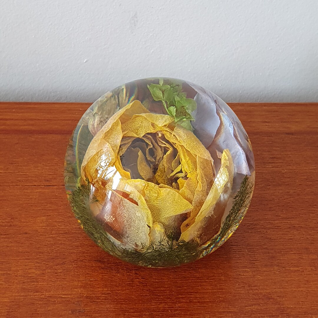 Hafod Grange Resin Paperweight With Real Flowers Etsy