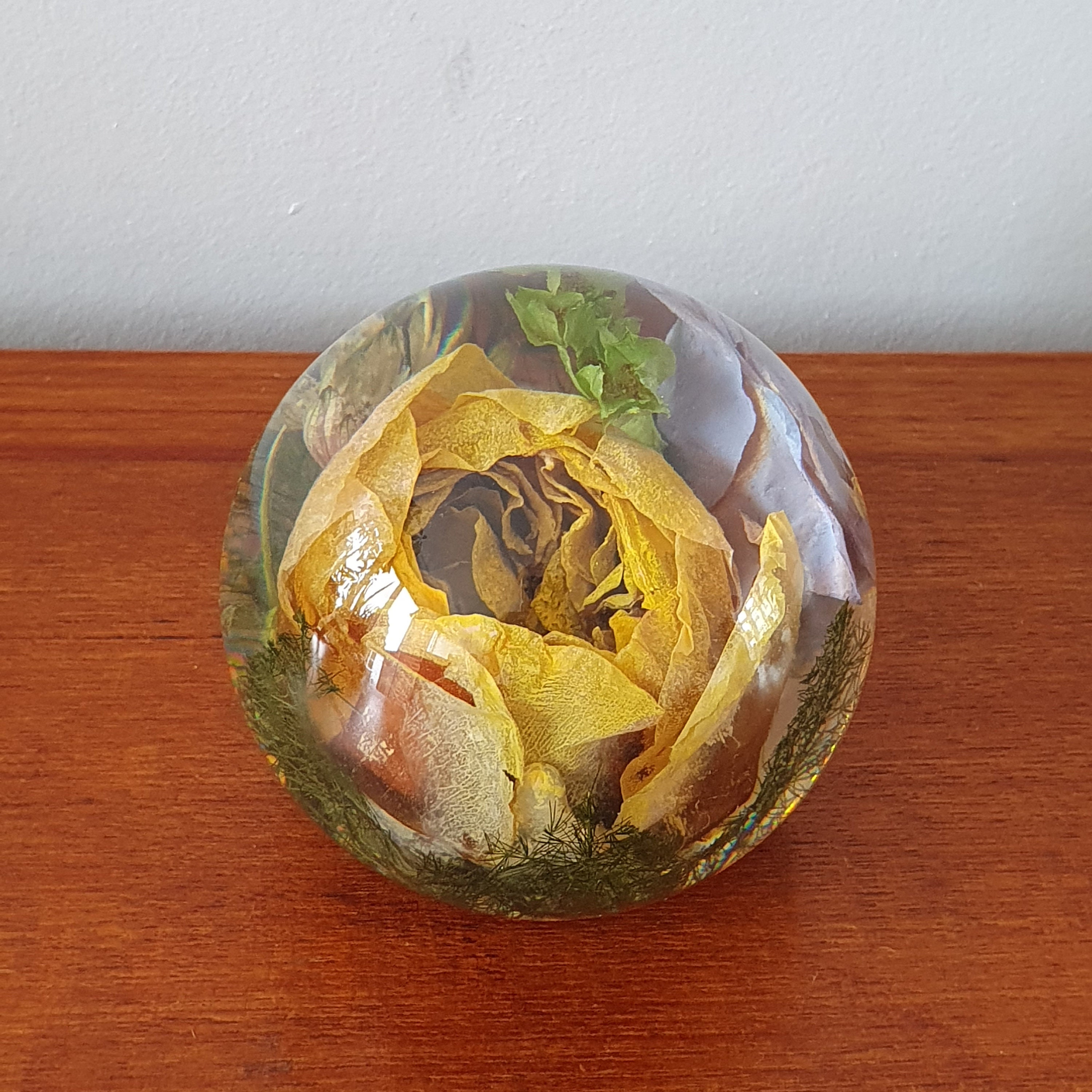 Hafod Grange Resin Paperweight With Real Flowers - Etsy UK