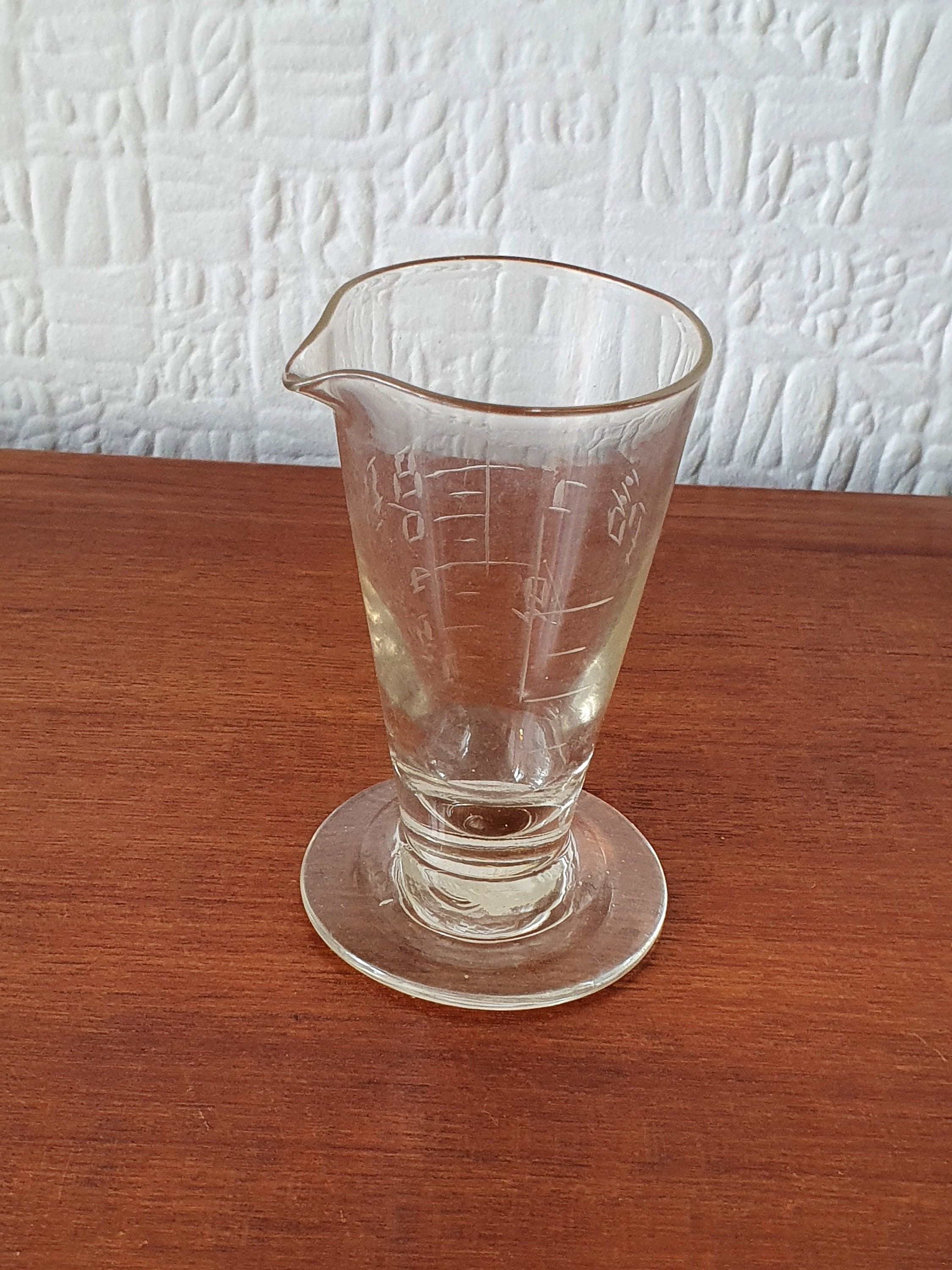 Vintage Hand Engraved Glass Measure Kitchenalia Apothecary Etsy