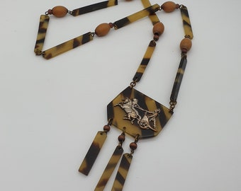 Bakelite or Catalin Art Deco Faux Tortoiseshell Necklace