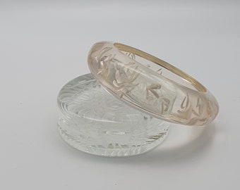 Reverse Carved Lucite Bangle - Chinese Character Bracelet