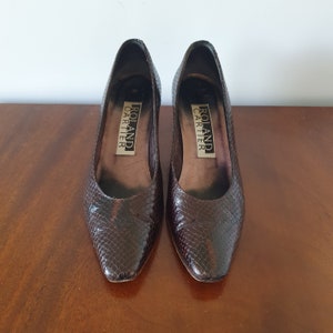 Sapatos Roland Cartier dos anos 80 - Couro de cobra - Tamanho 4 do Reino Unido