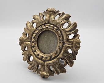 Gold Sunburst Baroque Style Photo Frame - Small Round Gilt Frame