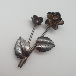 Vintage Silber Blumen-Brosche
