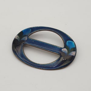 Large Enamel Copper Buckle Brooch