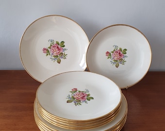 J&G Meakin Sol Rose Plates, Tureens, Bowls, Gravey Jug