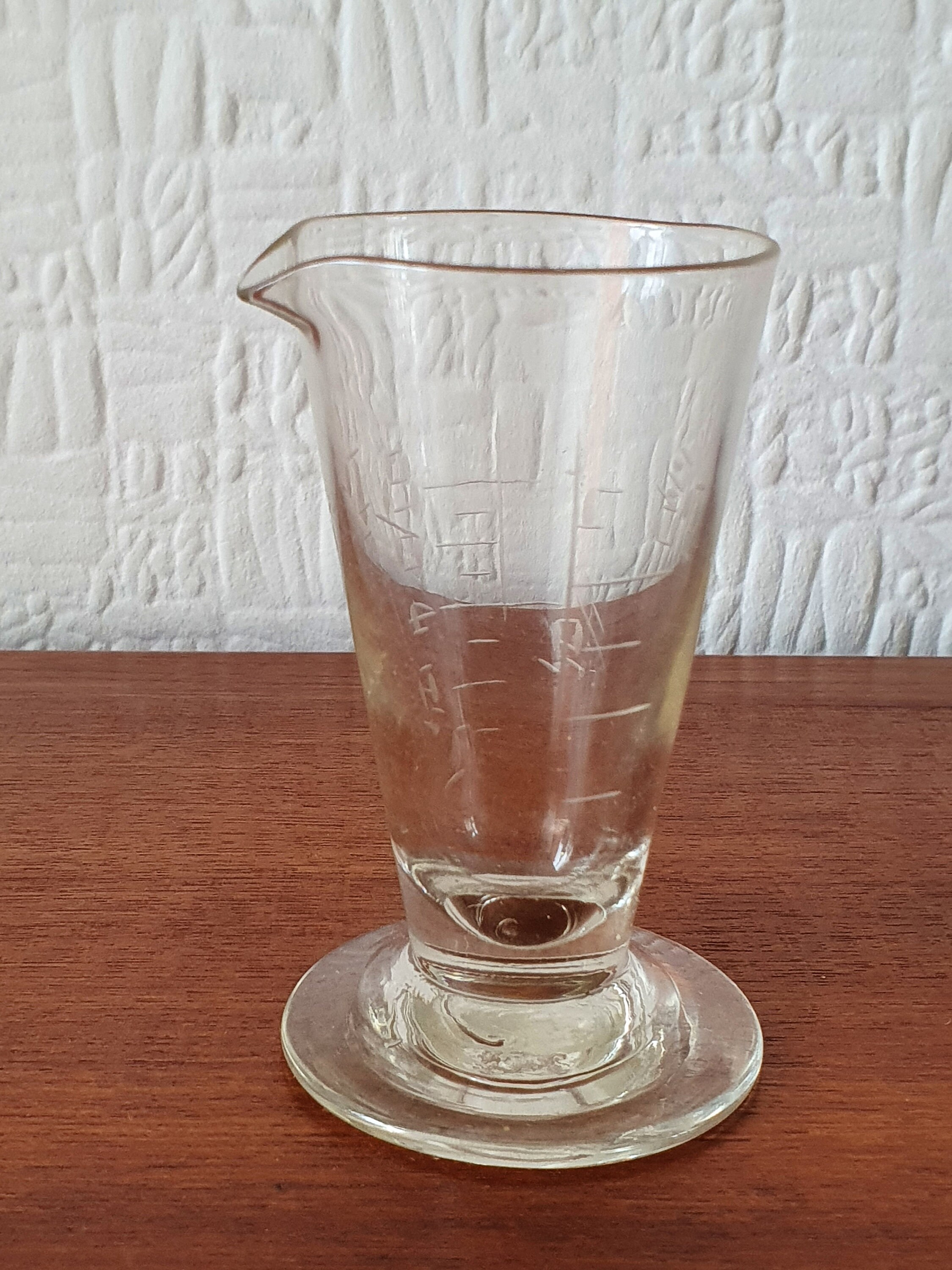 Vintage Hand Engraved Glass Measure Kitchenalia Apothecary Etsy