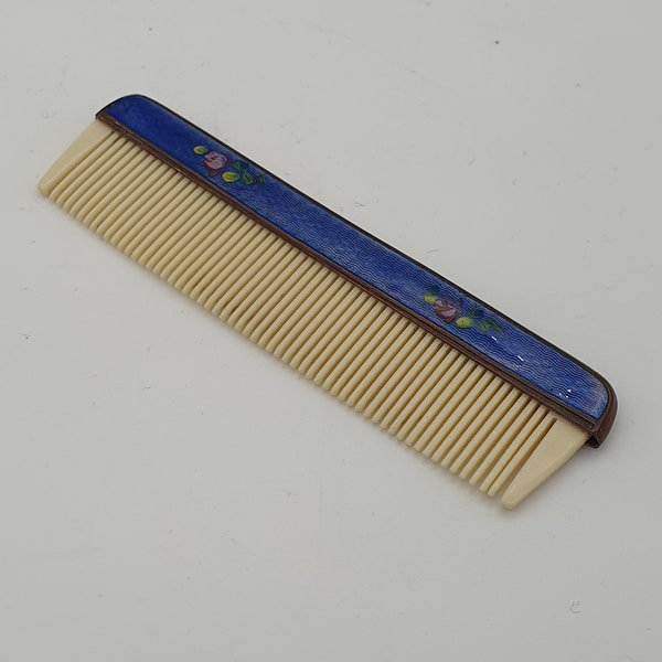 Guilloche Enamel Comb - Roses