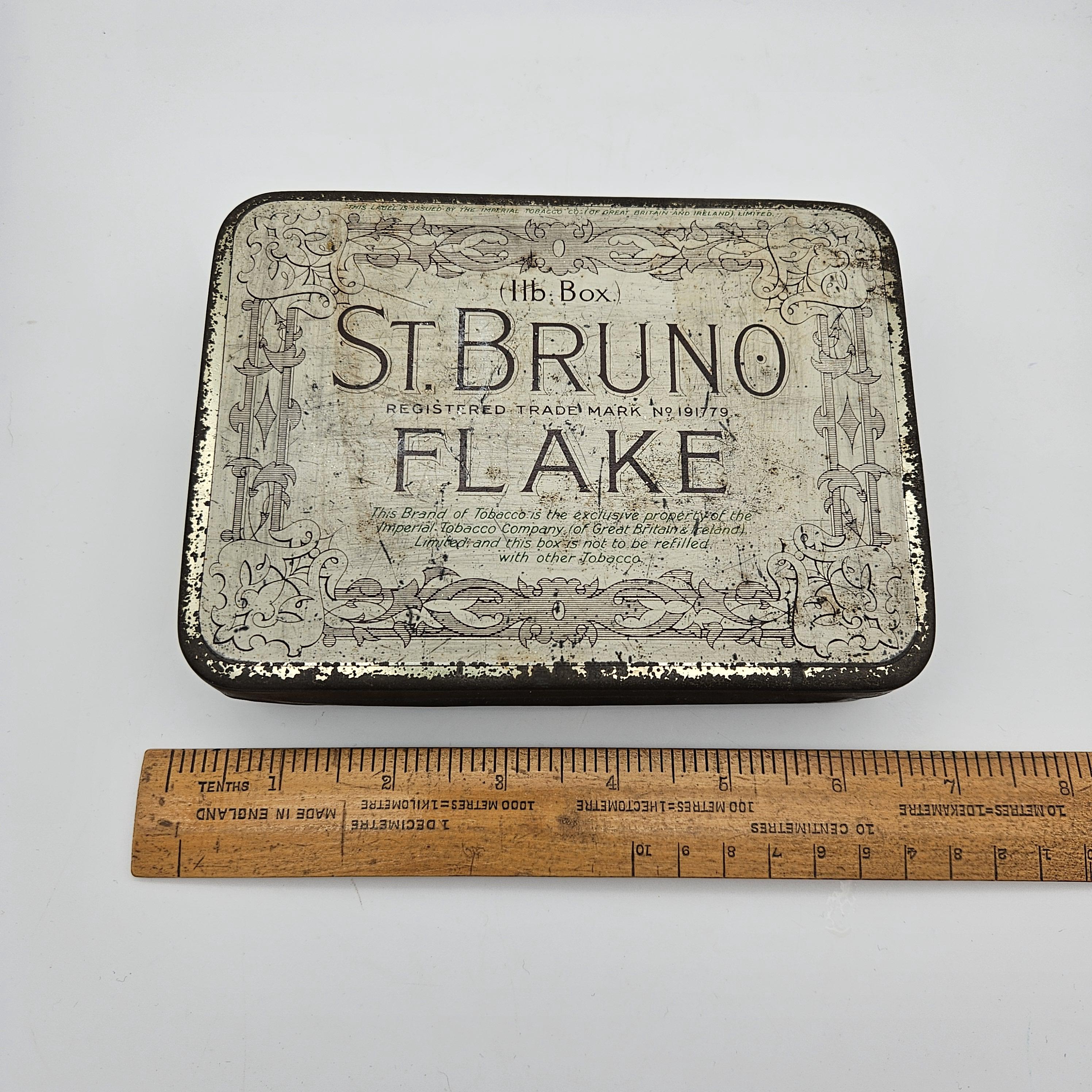 St Bruno Flake 1lb Box - Vintage Tobacco Tin - Advertising Collectibles