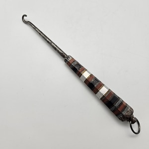 Antique Button Hook - Brass and Steel Striped Handle